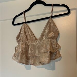 Dress Forum Floral Ruffle Top - Beige